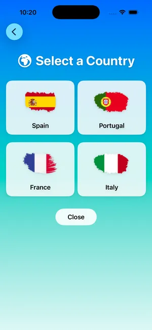 Choose a country: Spain, Portugal, France or Italy
